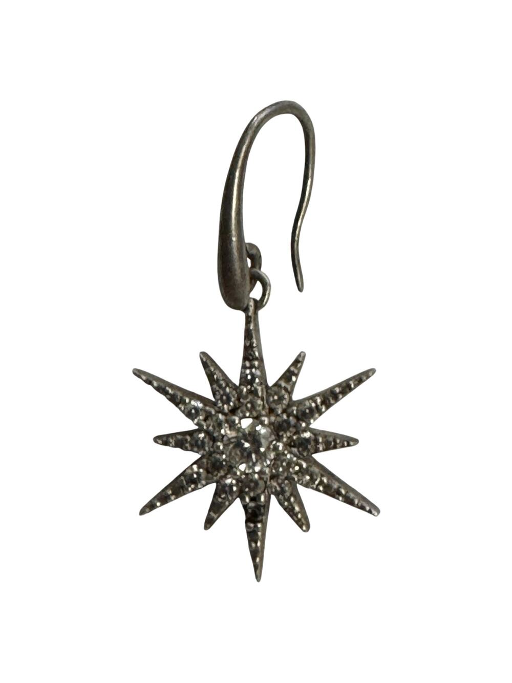 Vtg Italy 926 Silver Dangle Starburst CZ? Diamond Earrings Crystal Star Spangled